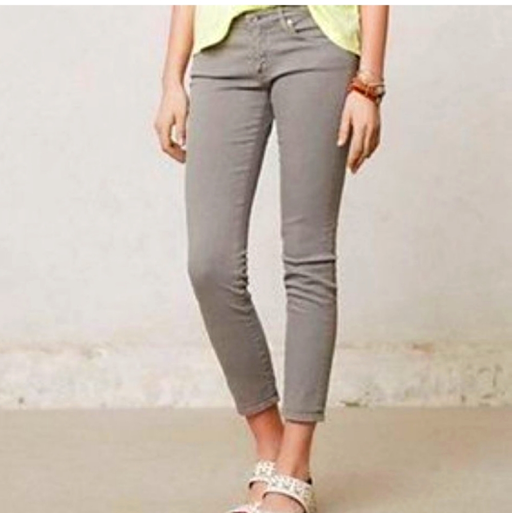 AG Adriano Goldschmied Stevie gray ankle zip slim straight jeans